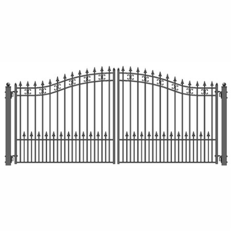 ALEKO DG14STPD St. Petersburg Style Dual Swing Galvanized Steel Driveway Security Gate 14 x 6 Feet Black